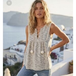NWT Anthropologie eri+ ali Sleeveless Lace-up Knit Top with Lace Detail Size M